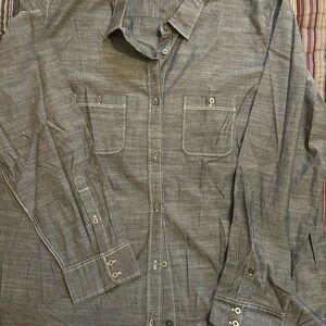 Women’s Gray Button-Up Shirt with accent stitching